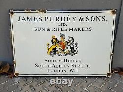 Vintage James Purdey & Son Porcelain Sign Gun Rifle Maker Audley London Oil Gas