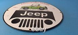 Vintage Jeep Porcelain Snoopy Gas Service Sales Dealer Service Pump Sign
