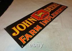 Vintage John Deere Farm Implements 36 X 12 Porcelain Metal Gasoline & Oil Sign