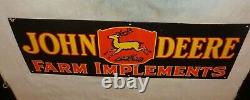 Vintage John Deere Farm Implements 36 X 12 Porcelain Metal Gasoline & Oil Sign