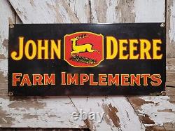Vintage John Deere Porcelain Sign Gas Oil Farm Implements Tractor Corn Veribrite