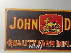 Vintage John Deere Porcelain Sign Gas Oil Farm Implements Tractor Great Graphic