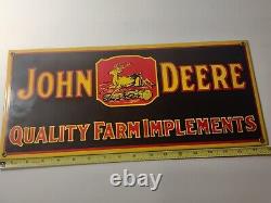 Vintage John Deere Porcelain Sign Gas Oil Farm Implements Tractor Great Graphic