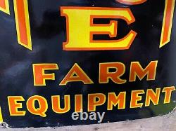 Vintage John Deere Porcelain Sign Large Tractor Farm Farming Gas Oil Service 48