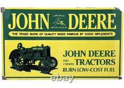 Vintage John Deere Tractor Porcelain Sign Service Gas Oil Dealership Farm