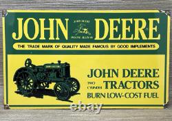 Vintage John Deere Tractor Porcelain Sign Service Gas Oil Dealership Farm