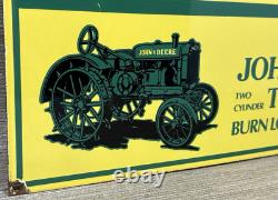 Vintage John Deere Tractor Porcelain Sign Service Gas Oil Dealership Farm