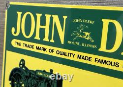 Vintage John Deere Tractor Porcelain Sign Service Gas Oil Dealership Farm