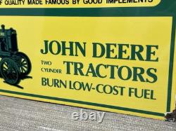 Vintage John Deere Tractor Porcelain Sign Service Gas Oil Dealership Farm