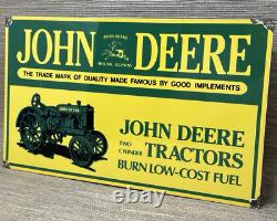 Vintage John Deere Tractor Porcelain Sign Service Gas Oil Dealership Farm