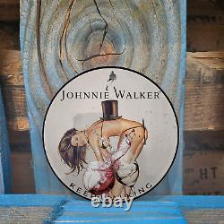 Vintage Johnnie Walker Whiskey Porcelain Gas Oil 4.5 Sign