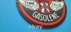 Vintage Johnson Gasoline Porcelain Gas Oil Service Station Pump Plate Ethyl Sign