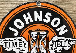 Vintage Johnson Gasoline Porcelain Sign Dealership Gas Station Service Motor Oil