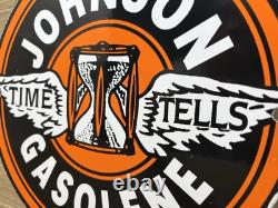 Vintage Johnson Gasoline Porcelain Sign Dealership Gas Station Service Motor Oil