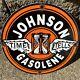 Vintage Johnson Gasoline Sign Time Tells Gas Oil Pump Plate Porcelain Sign