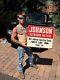 Vintage Johnson Outboard Boat Motor Metal Sign Forest Lake Mn Gasoline Oil