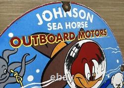 Vintage Johnson Sea Horse Outboard Porcelain Sign Dealership Gas Station Service