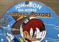 Vintage Johnson Sea Horse Outboard Porcelain Sign Dealership Gas Station Service