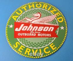 Vintage Johnson Sea-Horse Sign Boat Engines Outboards Porcelain Gas Pump Sign