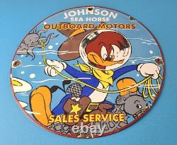 Vintage Johnson Sea Horse Sign Boat Engines Outboards Porcelain Gas Pump Sign