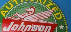 Vintage Johnson Sea-Horse Sign Boat Engines Outboards Porcelain Gas Pump Sign