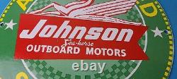 Vintage Johnson Sea-Horse Sign Boat Engines Outboards Porcelain Gas Pump Sign