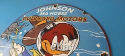 Vintage Johnson Sea Horse Sign Boat Engines Outboards Porcelain Gas Pump Sign