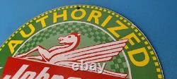 Vintage Johnson Sea-Horse Sign Boat Engines Outboards Porcelain Gas Pump Sign