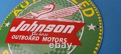 Vintage Johnson Sea-Horse Sign Boat Engines Outboards Porcelain Gas Pump Sign