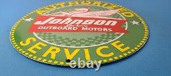Vintage Johnson Sea-Horse Sign Boat Engines Outboards Porcelain Gas Pump Sign