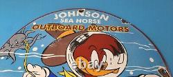 Vintage Johnson Sea Horse Sign Boat Engines Outboards Porcelain Gas Pump Sign