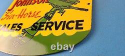 Vintage Johnson Seahorse Porcelain Outboard Sales & Service Gasoline Pump Sign