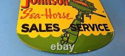 Vintage Johnson Seahorse Sign Outboards Gas Boat Engines Porcelain Pump Sign