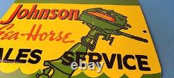 Vintage Johnson Seahorse Sign Outboards Gas Boat Engines Porcelain Pump Sign
