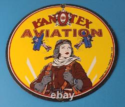 Vintage Kanotex Sign Aviation Gas Pump Service Automobile Motor Sign