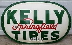 Vintage Kelly Springfield Tires Convex Tin Advertising Gas Oil Sign