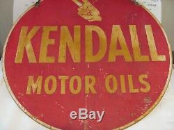 Vintage Kendall Motor Oil 24 Inch 2 Sided Metal Sign