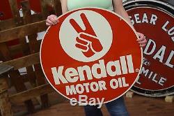 Vintage Kendall Motor Oil Sign 2 sided tin Dealer Gas Station Advertising NICE