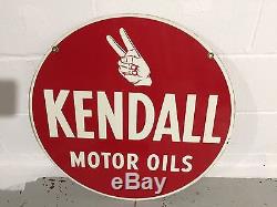 Vintage Kendall Motor Oil Sign, Double Sided, 1950's-60's, 24, curb Sign Gas Oil