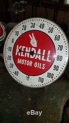 Vintage Kendall Motor Oil Thermometer Pam Clock Company Gas Sign