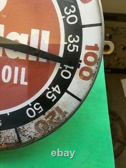 Vintage Kendall Motor Oil Thermometer Pam Clock Company Gas Sign glass