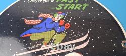 Vintage Kendall Motor Oils Sign Porcelain Snow Skiing Ad Gas Pump Plate Sign