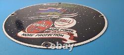 Vintage Kendall Motor Oils Sign Porcelain Snow Skiing Ad Gas Pump Plate Sign