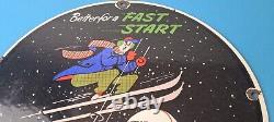 Vintage Kendall Motor Oils Sign Porcelain Snow Skiing Ad Gas Pump Plate Sign