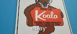 Vintage Koala Porcelain Aviation Gas Oil Service Station Airplanes Sign