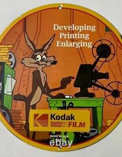 Vintage Kodak Film Road Runner Porcelain Gas Oil Cameras Service Station Ad Sign