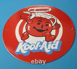 Vintage Kool-aid Porcelain Fruit Beverage Gas Service Station Pump Plate Sign