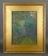 Vintage Landscape Oil Painting Gold Gilded Period Frame Trees Meadow Signed