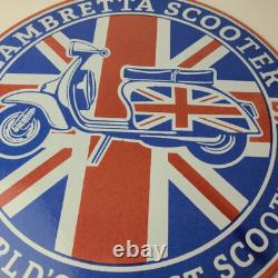 Vintage Lambretta Sign Innocenti Gas Bike Service Porcelain Advertising Sign