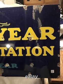 Vintage Large Goodyear Service Station Porcelain Oil & Gas Transportation Sign